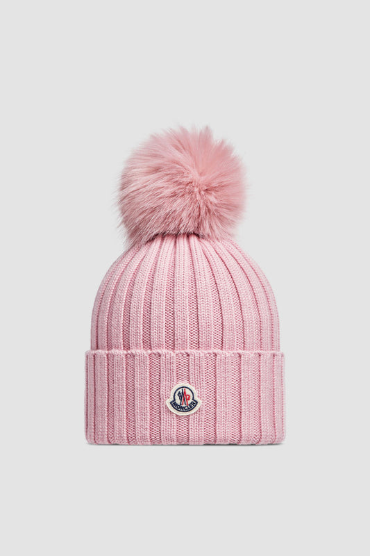 BONNET EN LAINE AVEC POMPON - ROSE / UNI