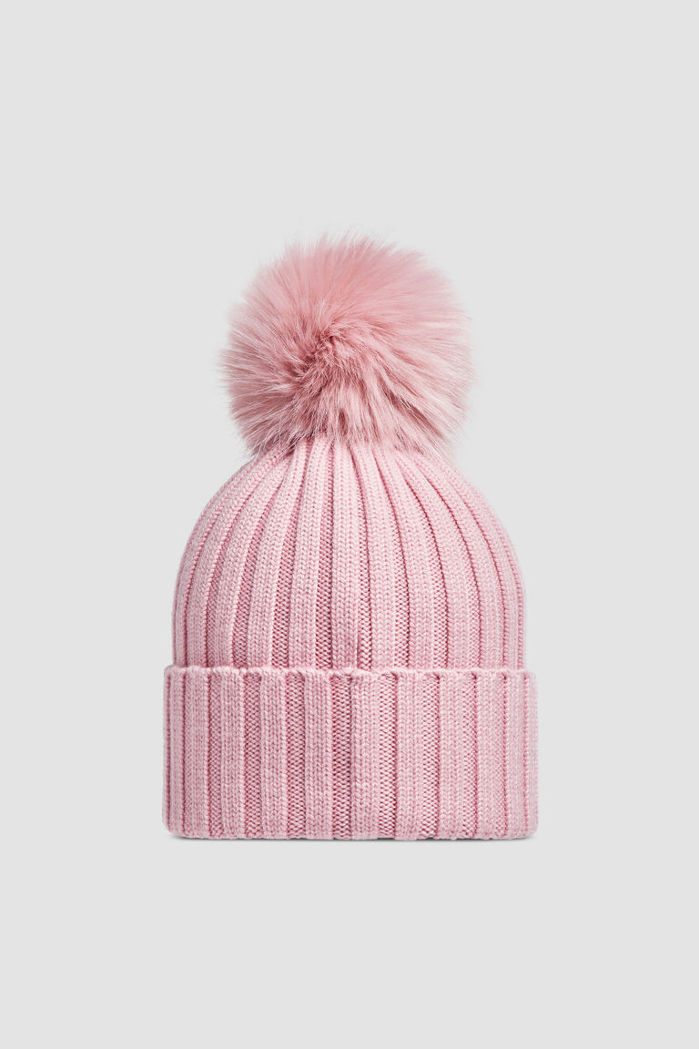 BONNET EN LAINE AVEC POMPON - ROSE / UNI