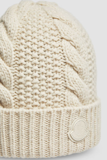 BONNET EN LAINE ET CACHEMIRE - BEIGE CLAIR / UNI